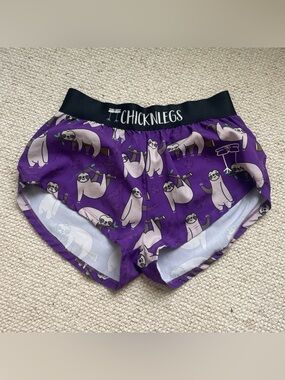 Chicknlegs Purple Sloth Running Shorts
